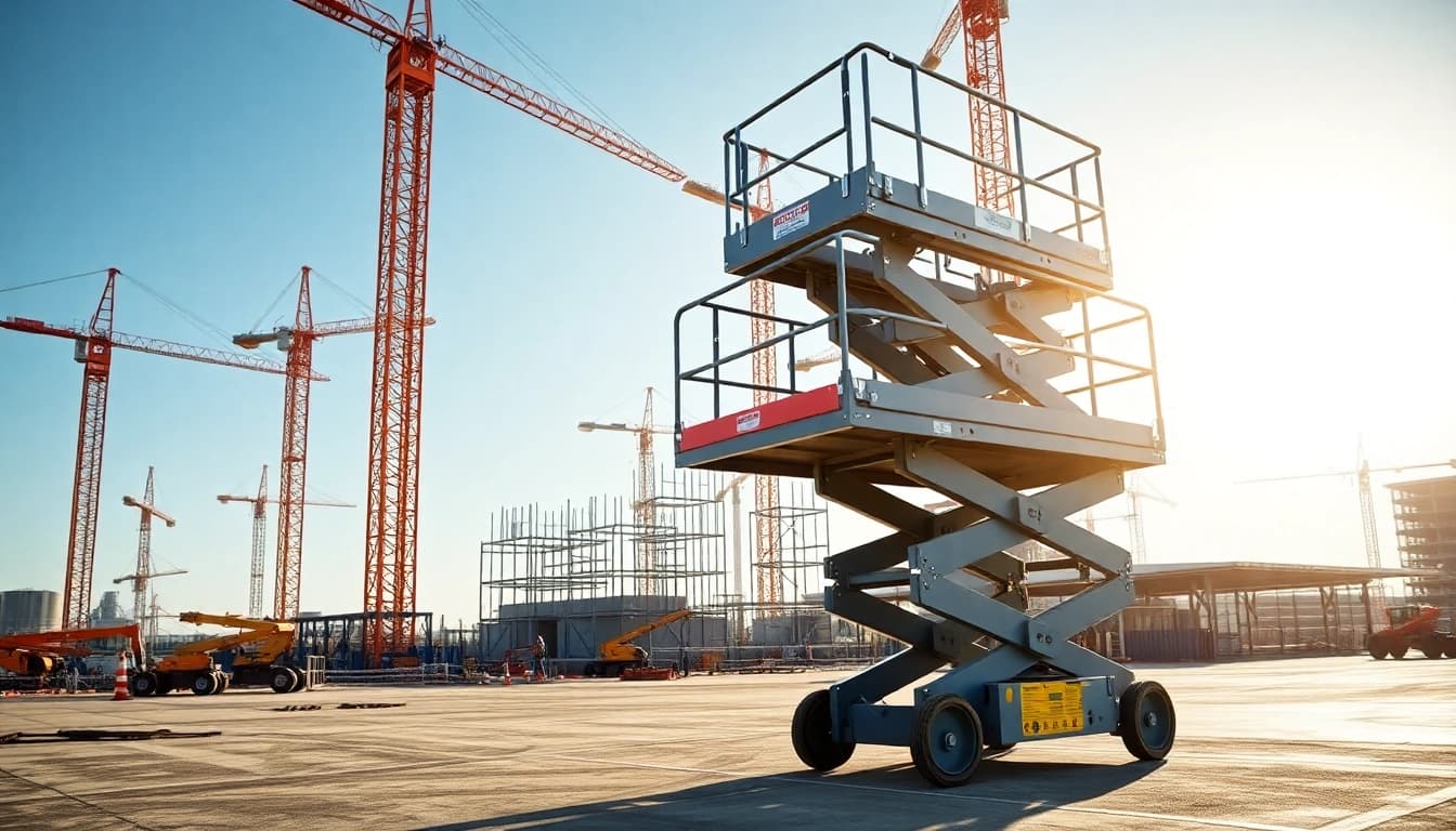 Elevating scissor lift enhances construction effectiveness on-site.