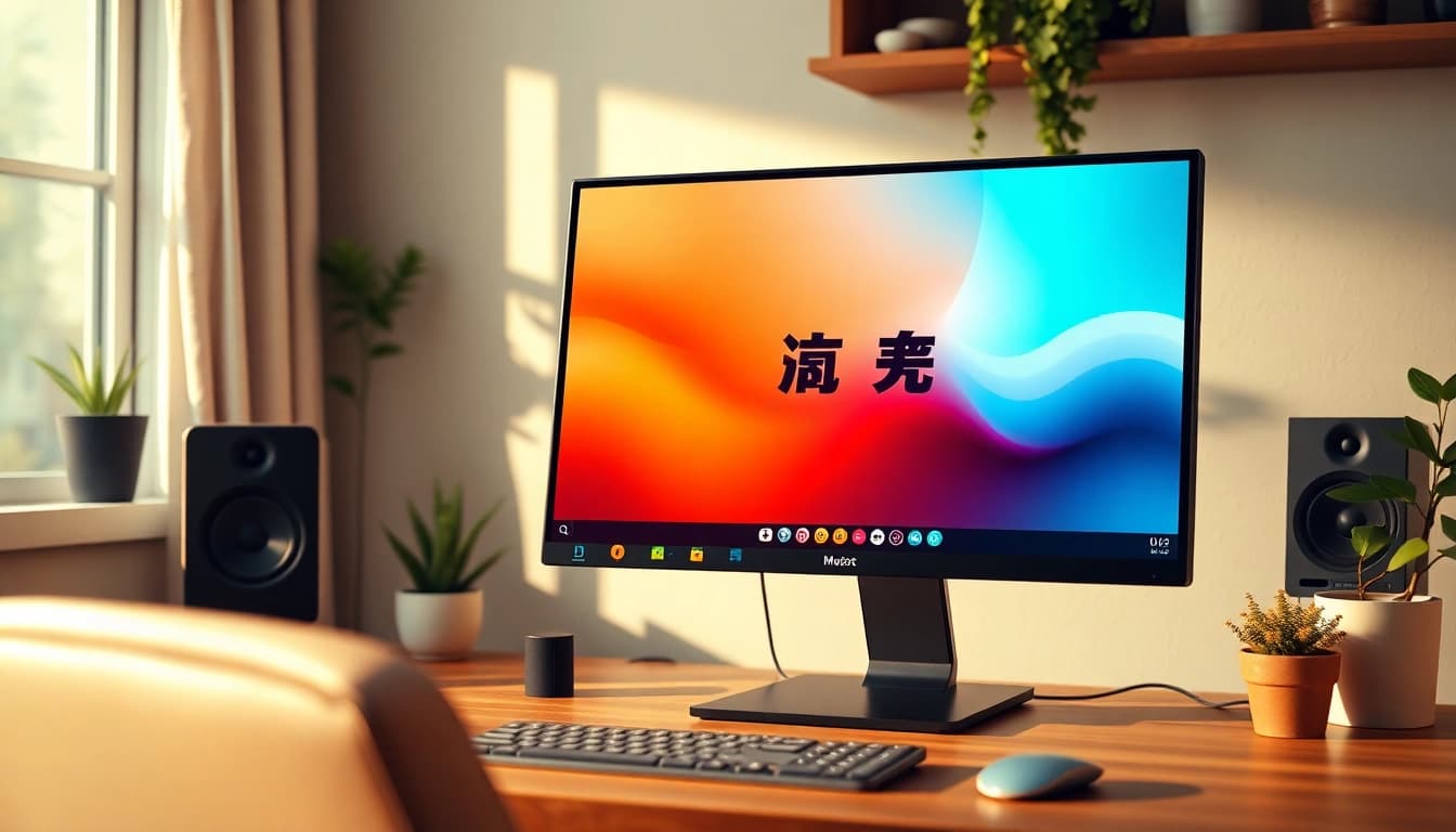 使用汽水音乐电脑版播放音乐的现代工作空间。