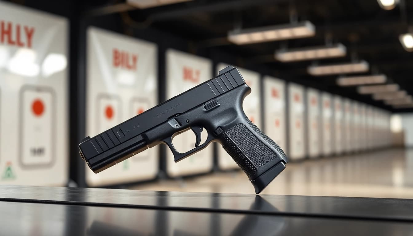Showcasing the glock 43x mos, a precision-engineered pistol with a sleek design.