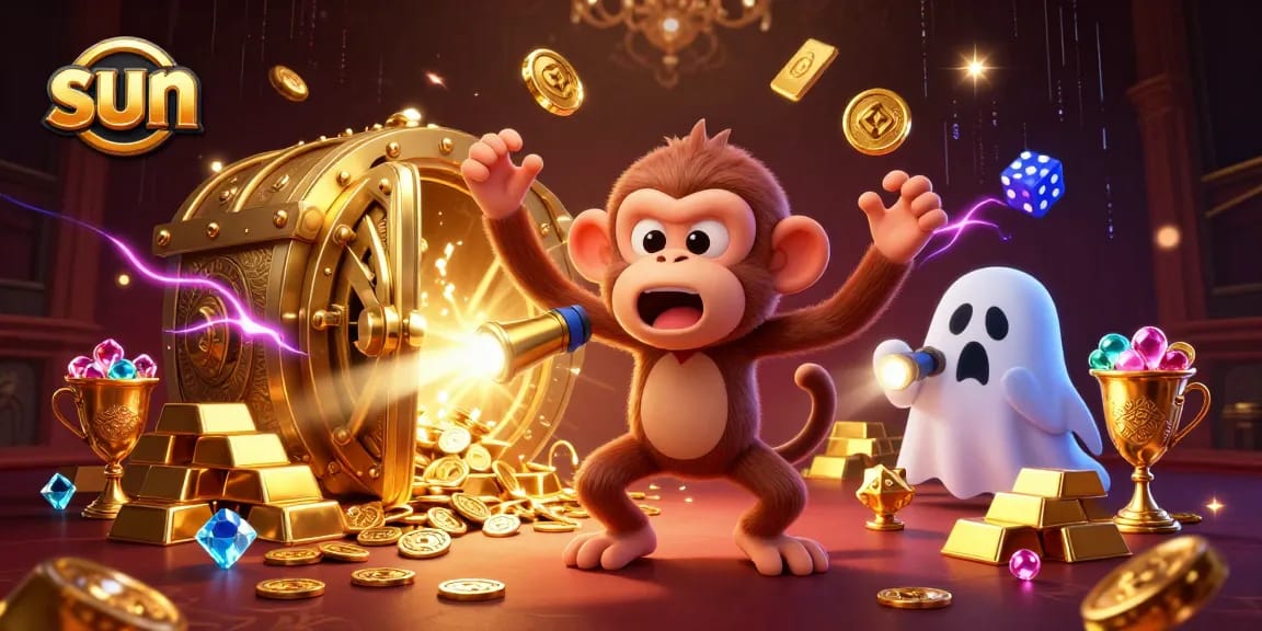 Win big with sun-themed gaming adventures in this animated casino scene.