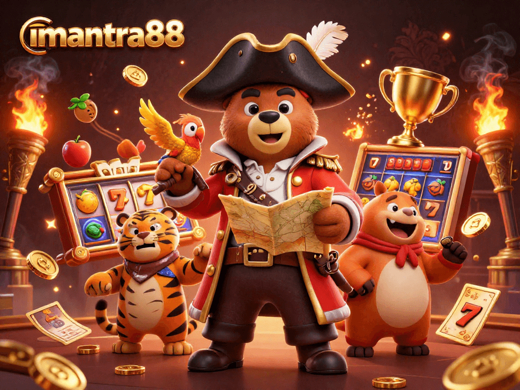 Experience the excitement of mantra88 as the pirate captain bear and his crew embark on a jackpot adventure.