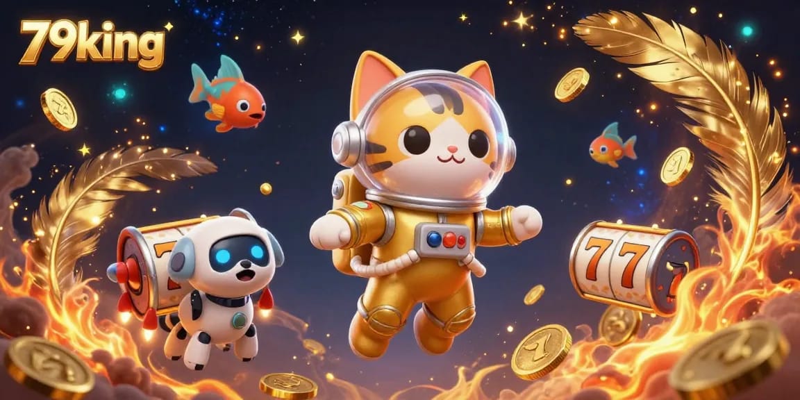 Experience the excitement of 79king with 3D cartoon space characters, thrilling slot elements, and vibrant casino theme.