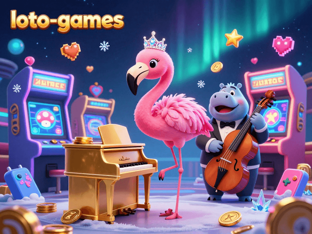 Engage in the excitement of loto-games as the flamingo singer entertains in a vibrant casino scene.