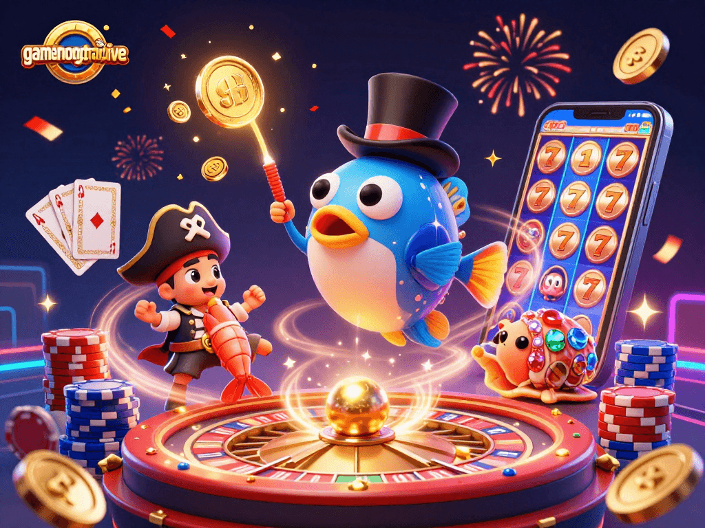 Spin to win with gamenongtraivuive as colorful 3D casino characters celebrate riches!