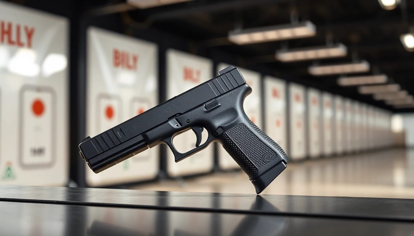 Showcasing the glock 43x mos, a precision-engineered pistol with a sleek design.