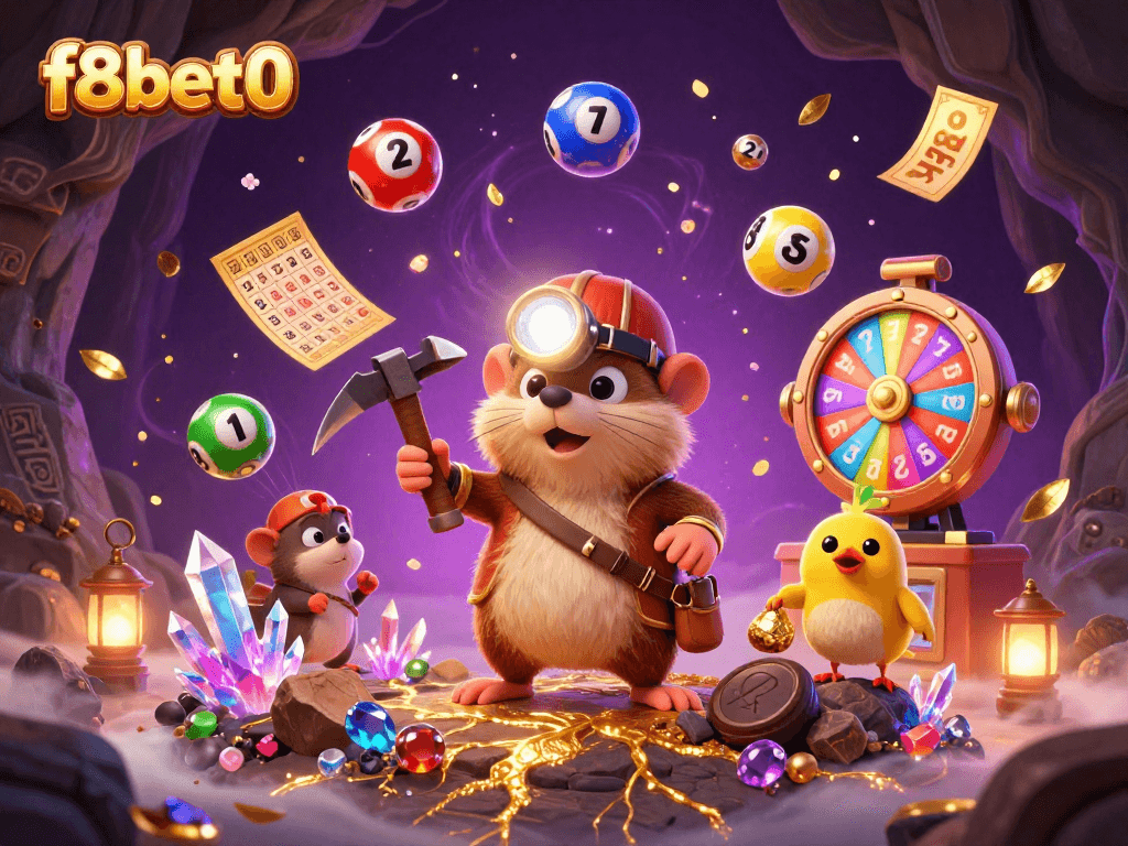 Win exciting games at f8bet0 with a vibrant 3D casino adventure illustration.
