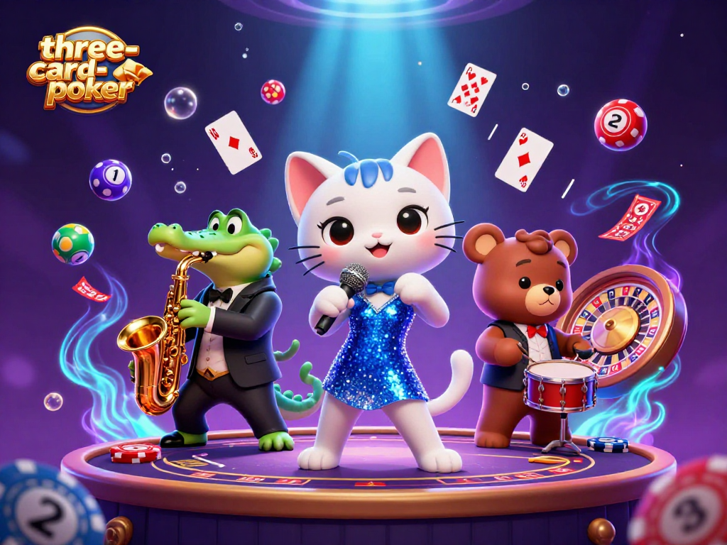 Engage in three-card-poker with lively characters, vibrant casino elements, and dynamic gameplay.