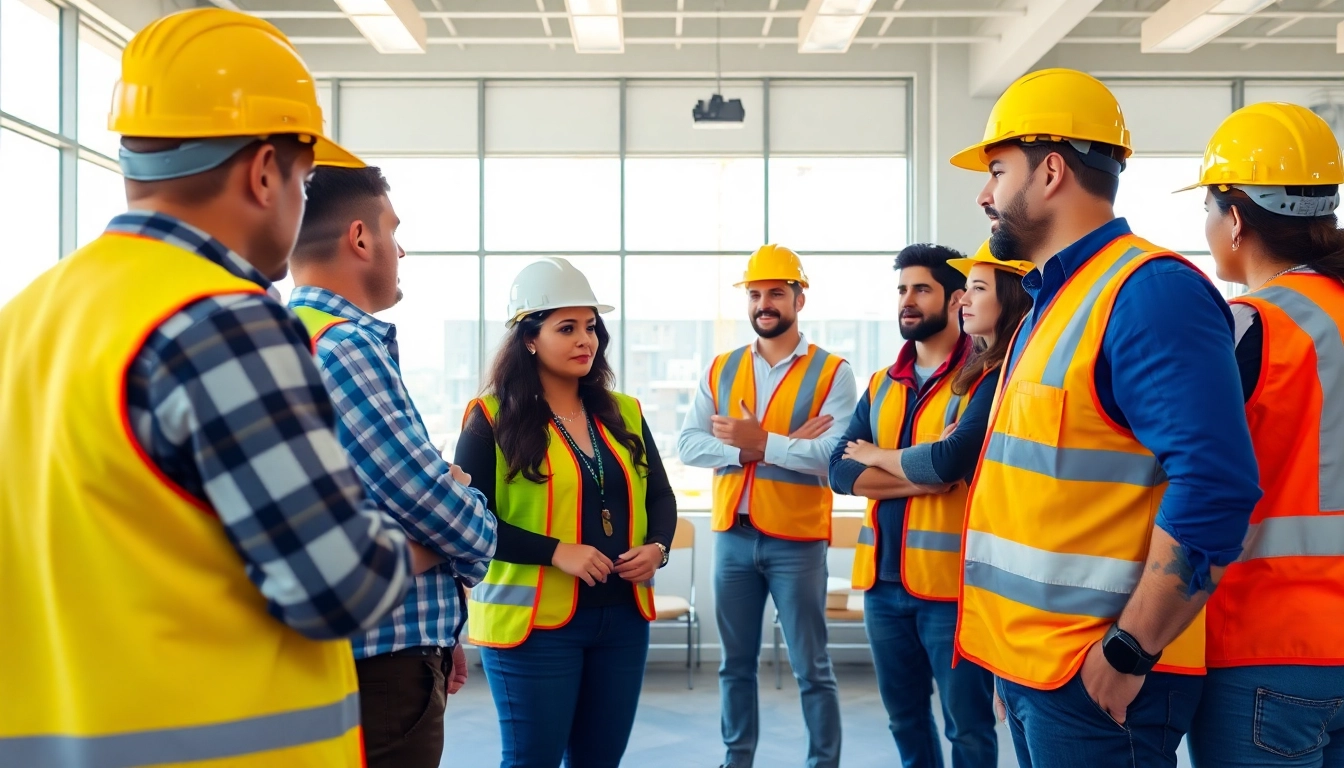 Engaged construction workers in safety training southern california highlighting essential practices and equipment.