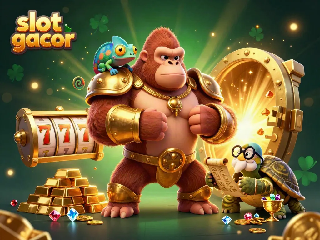 Experience slot gacor thrills with this vibrant 3D illustration showcasing a winning scene of casino excitement.
