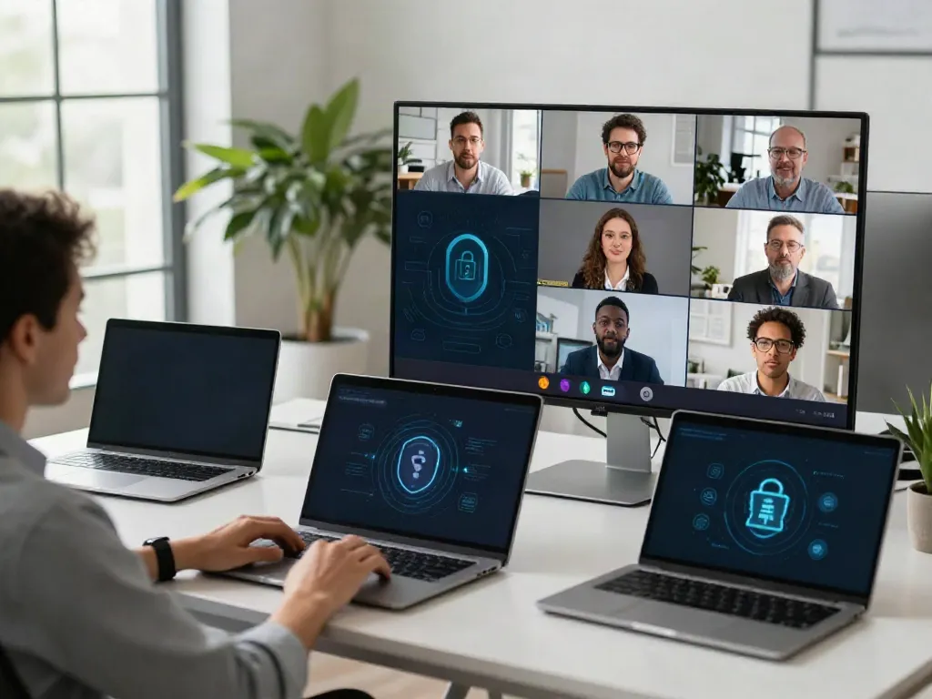 Deepfake protected Online Video Calls, Meetings and Conferencing with diverse participants in a secure virtual meeting environment.