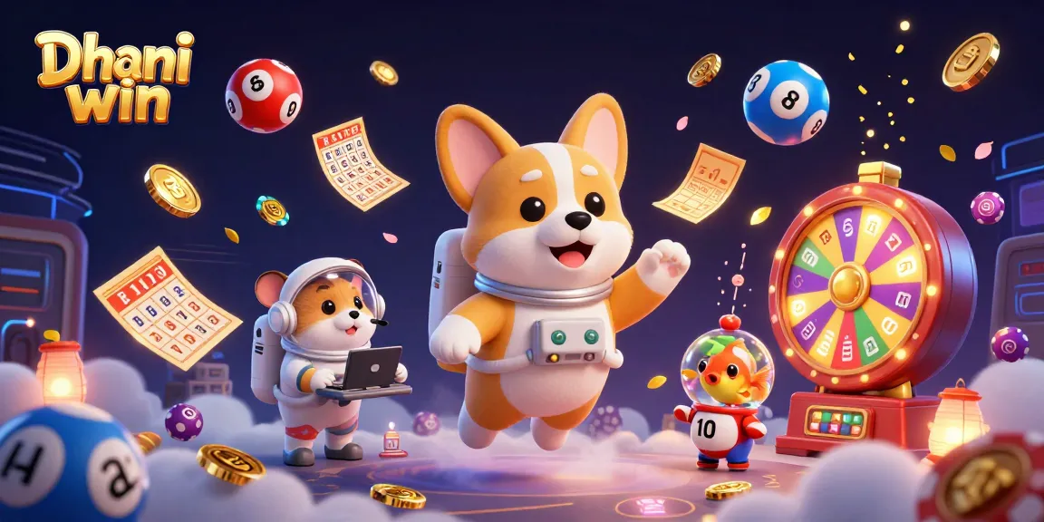 Dhani win offers thrilling gaming experiences in an ultra-detailed casino illustration featuring exciting lottery elements.