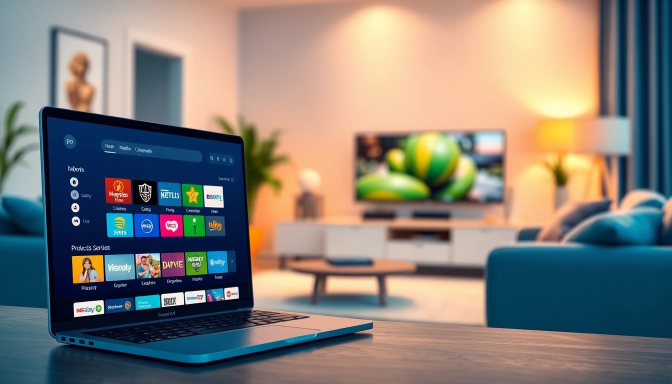 Engaging IPTV free trial interface displayed on a laptop screen for viewers to explore.
