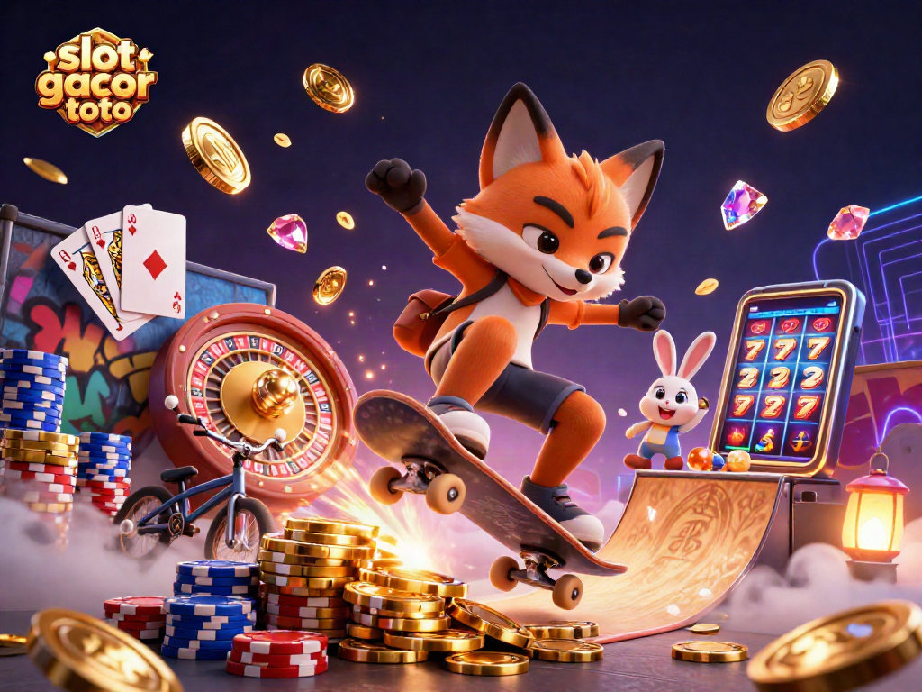 Experience the thrill of slot gacor toto with vibrant 3D characters, casino symbols, and dynamic gaming elements.