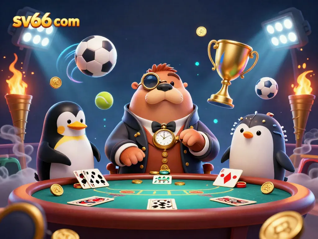 Experience aquatic poker fun with sv66 com's engaging gaming scene featuring whimsical characters.