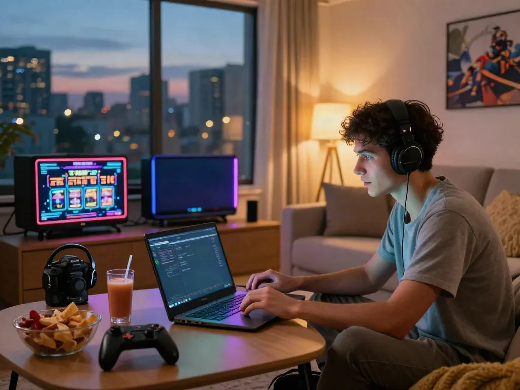 Engaging online gaming experience at home showcasing slot games on https://da88z.net/ with vibrant colors and cozy ambiance.