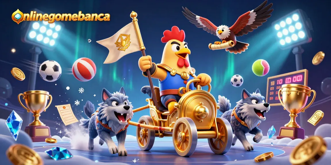 Engage in thrilling sports betting with onlinegamebanca's vibrant 3D illustration showcasing dynamic gameplay.