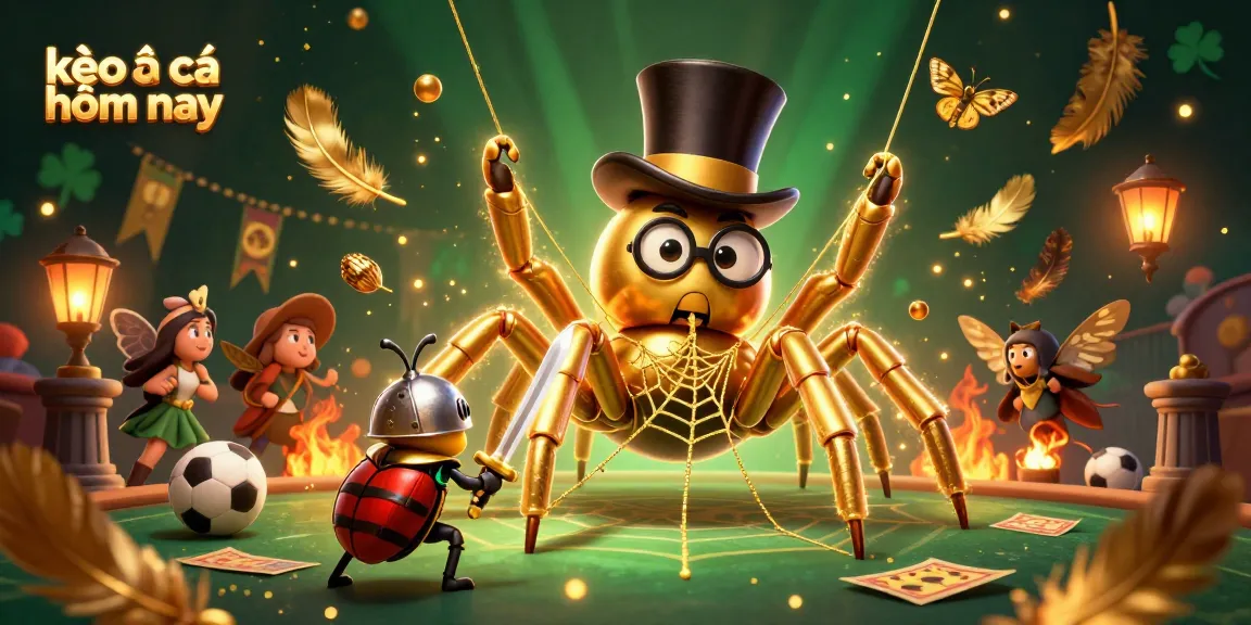 Experience exciting kèo nhà cái hôm nay with a vibrant scene of a golden tarantula and beetle knight in a casino