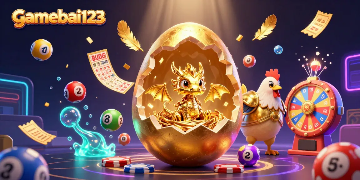 Experience the thrilling action of gamebai123 with a golden dragon, poker chips, and dynamic lottery elements