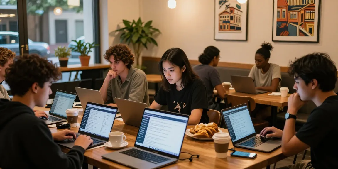 Users interacting with BedPersonal's local classifieds in a cozy café setting.