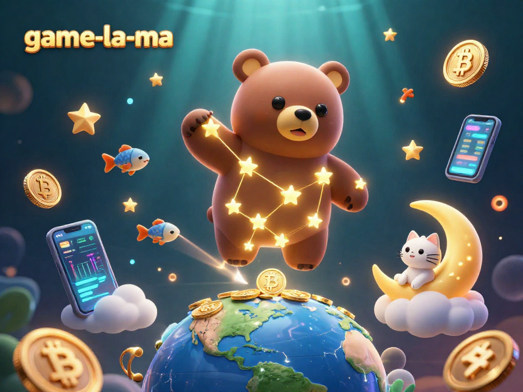 Catch the thrill with game-la-ma’s vibrant 3D casino illustration depicting a celestial scene of winning games.