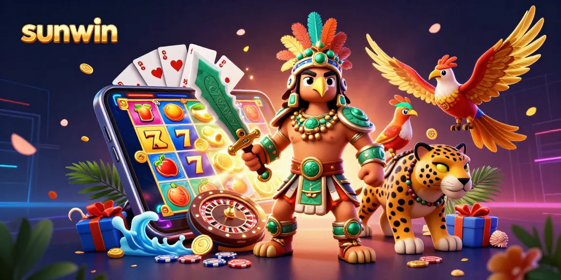 Engage in thrilling gameplay at sunwin with vibrant slot reels and captivating warriors.