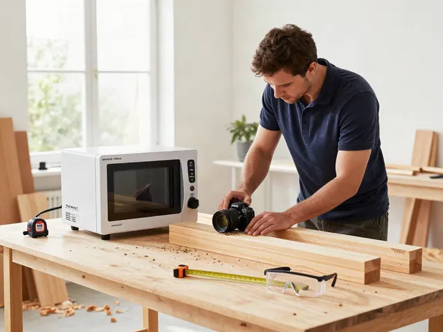 SHASHEL® technician using microwave device to eliminate wood-boring insects in workshop.