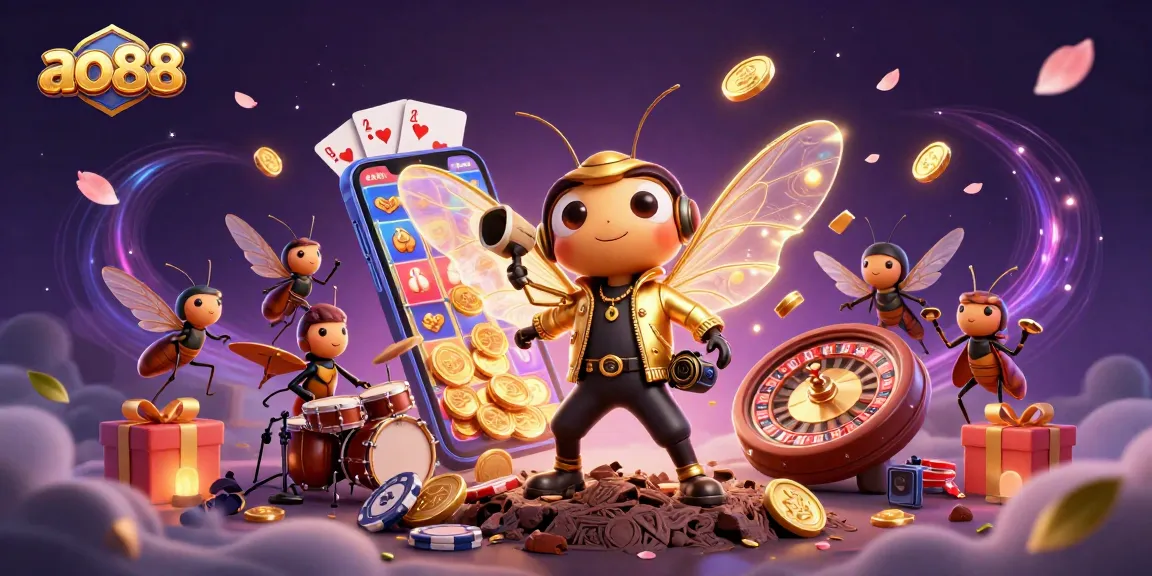 Spin to win big with ao88's vibrant gambling scene featuring the rock star cicada!
