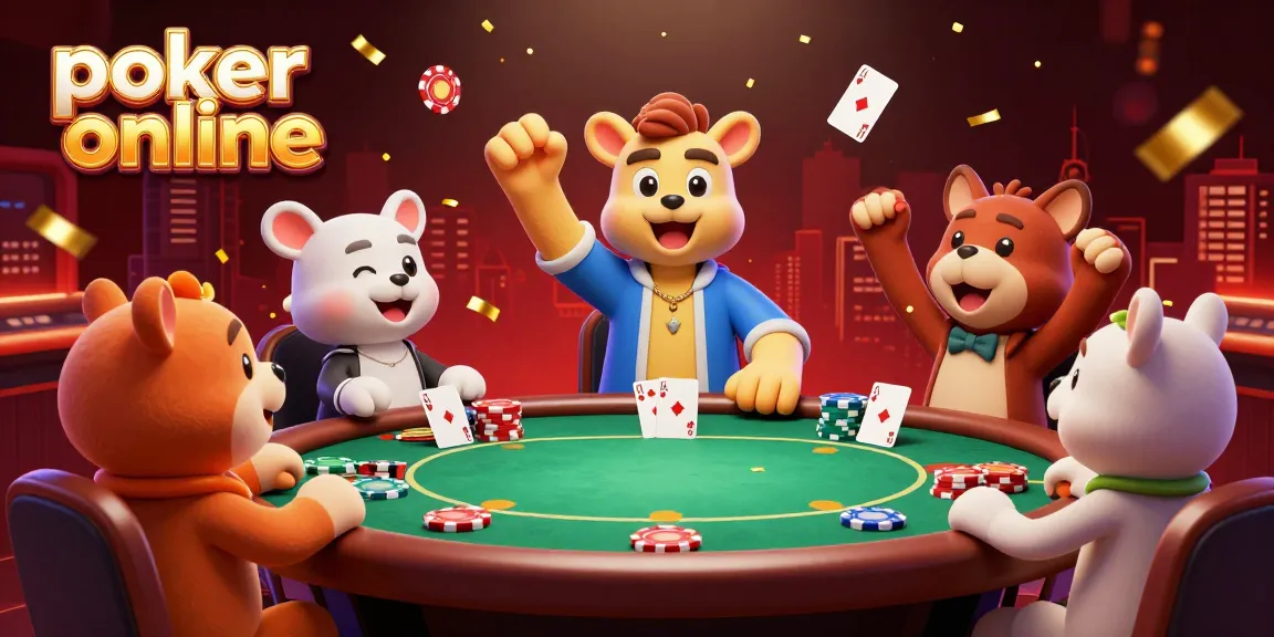 Jouer au poker en ligne et profiter d'une atmosphère de casino animée avec des personnages captivants.