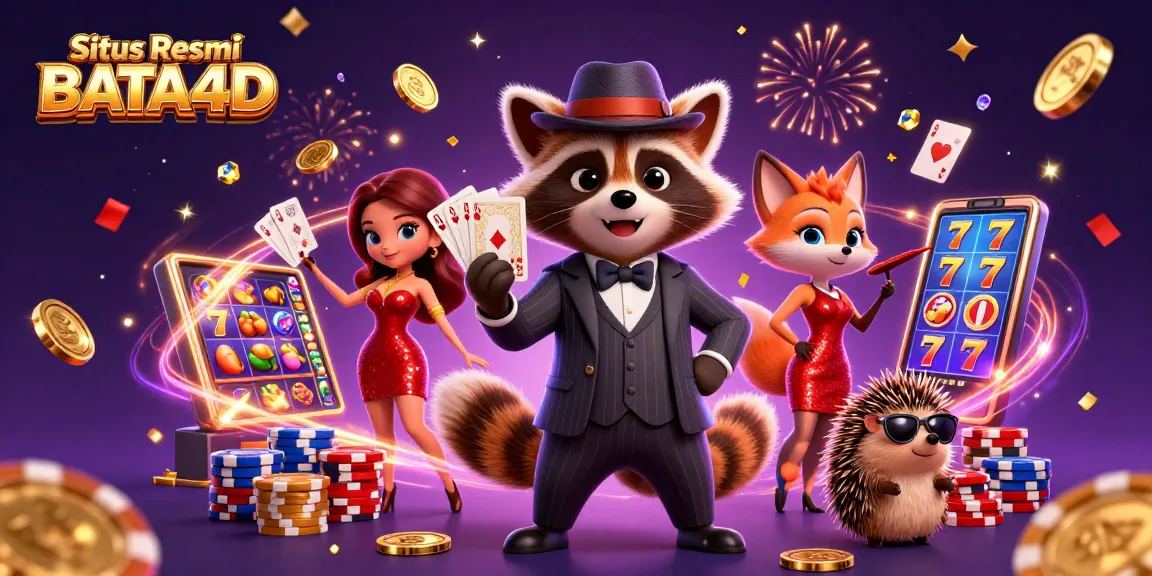 Experience the thrill at Situs Resmi BATA4D with 3D characters enjoying slots and casino games.