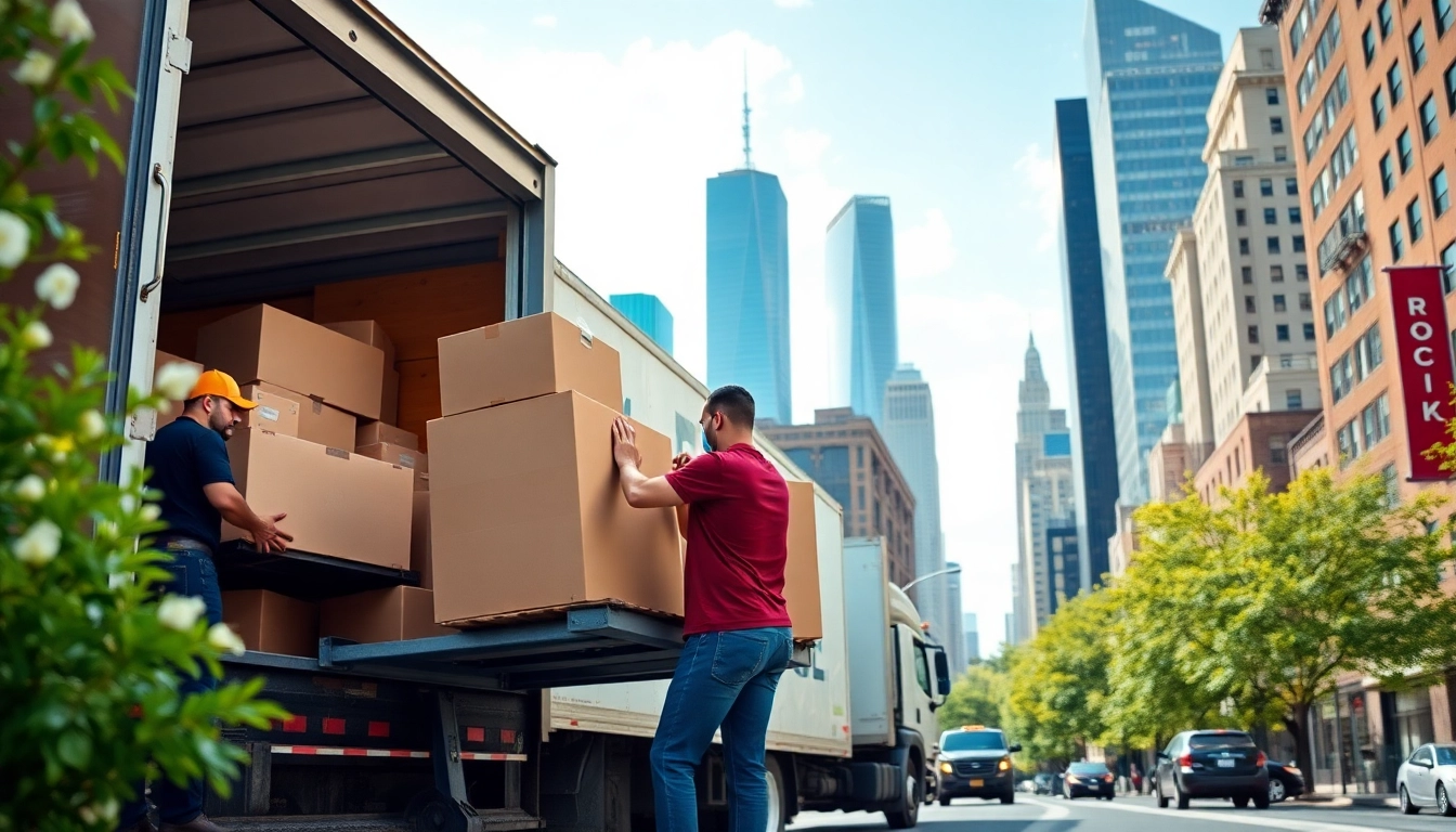 Efficient movers handling large items in NYC, showcasing Commercial Moving Services NYC.
