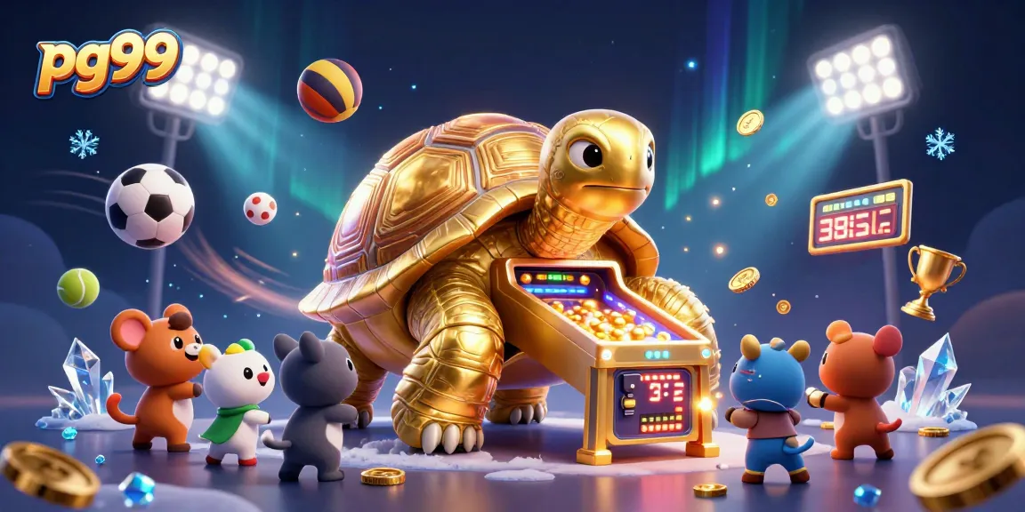 Spin and win big with pg99 in this vibrant 3D casino illustration featuring sports elements.