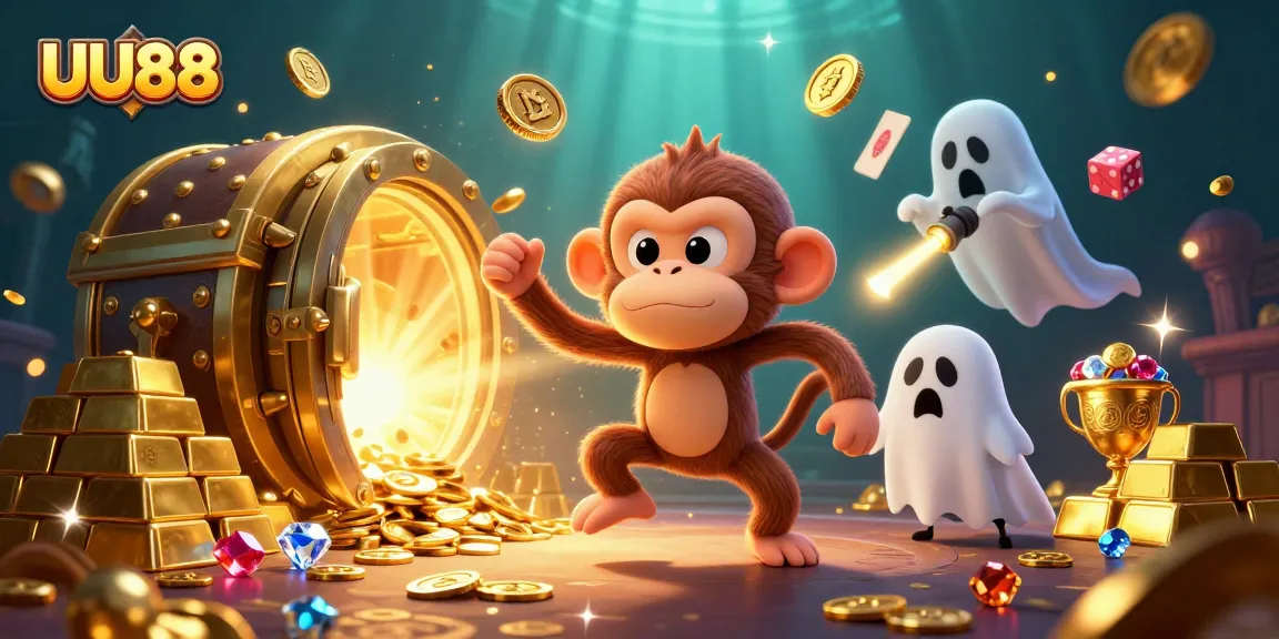 Experience the thrill of UU88 in a haunted casino with golden treasures and playful ghosts.