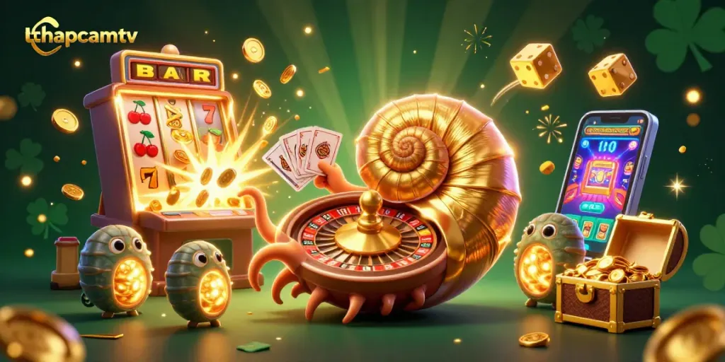 Experience exhilarating thrills with thapcamtv's vibrant casino scene featuring live-action and slot gaming elements.
