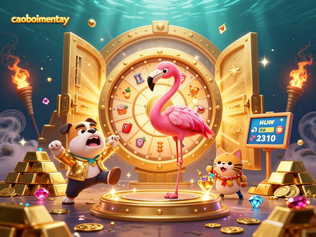 Engaging caoboimientay scene with bright casino elements and a game show atmosphere, showcasing excitement.