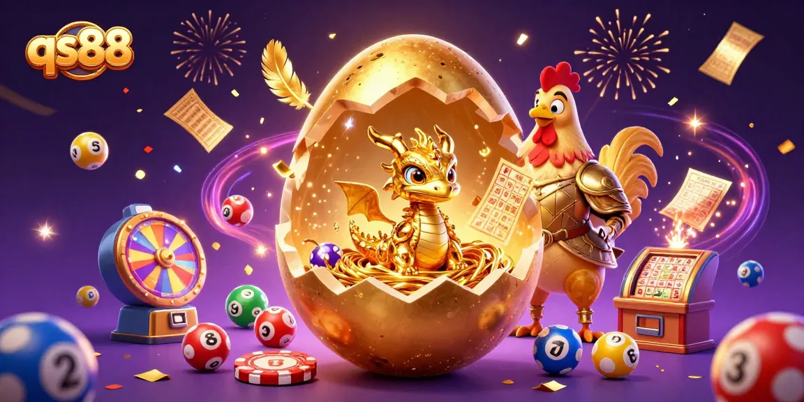 Experience the thrill of qs88 gaming with a vibrant illustration of a golden dragon and poker chips.
