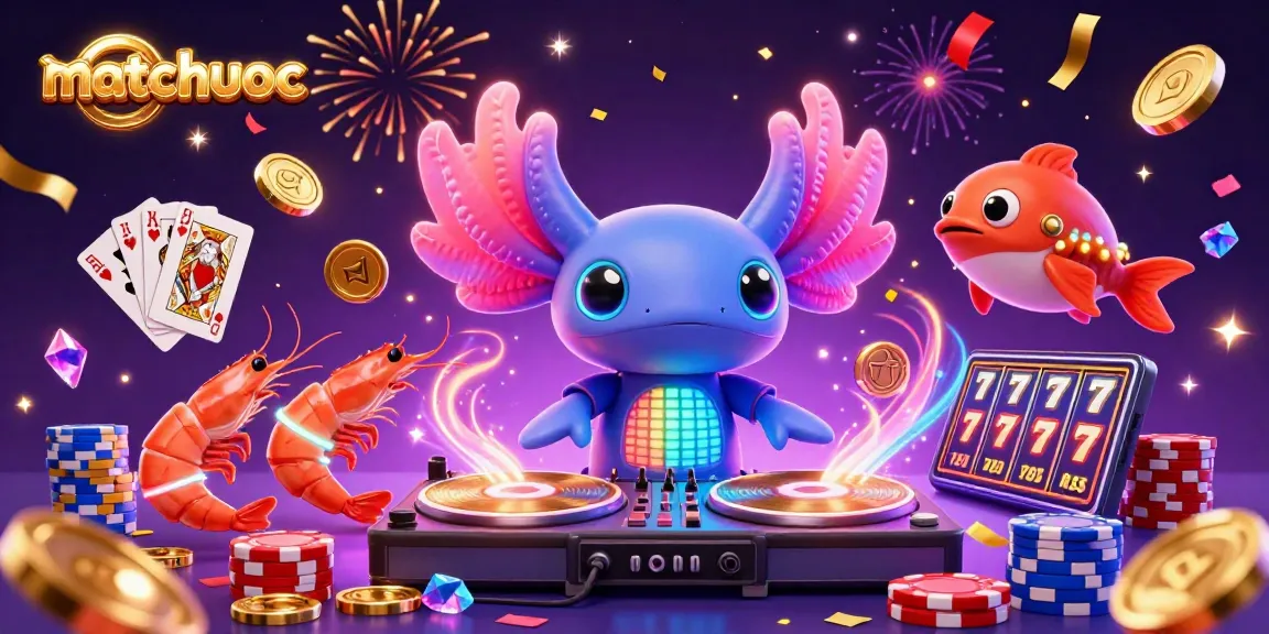 Experience matchuoc's vibrant casino celebration with DJ axolotl and dancing sea creatures.