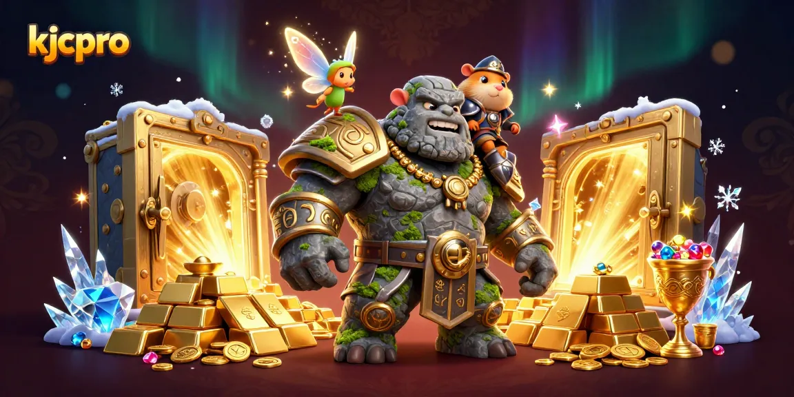 Play thrilling games at kjcpro with magical golem guardian and sparkling treasures around