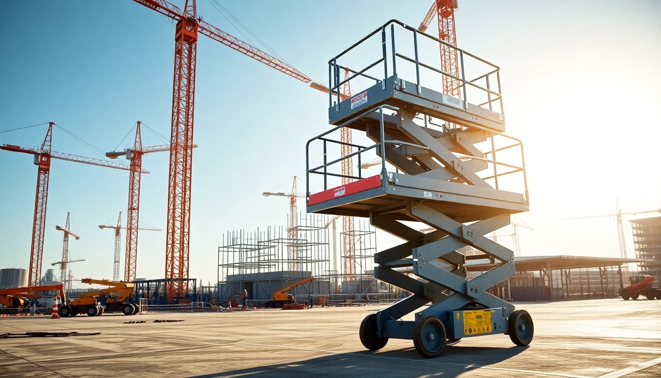 Elevating scissor lift enhances construction effectiveness on-site.