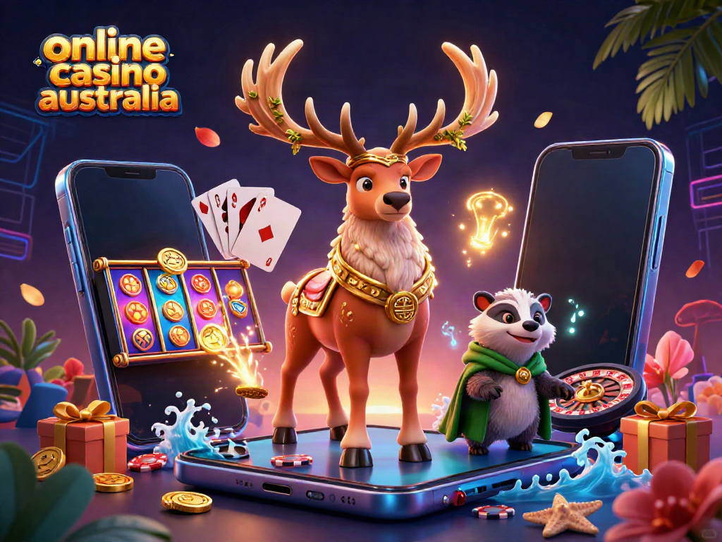 Experience the thrill of online casino Australia with dynamic characters and vibrant gaming elements.