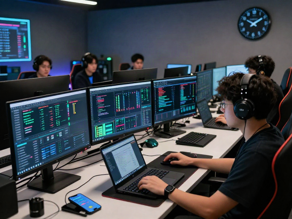Visual of a cybersecurity expert analyzing online gaming traffic for 먹튀스팟 검증사이트 security.