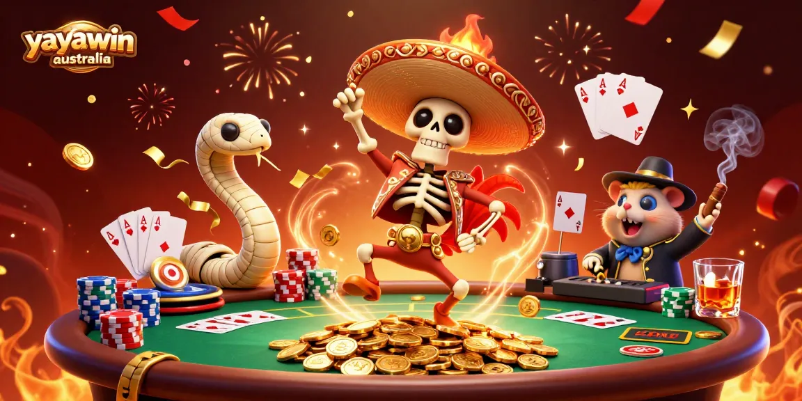 Experience the excitement of yayawin australia with vibrant casino elements and animated characters.