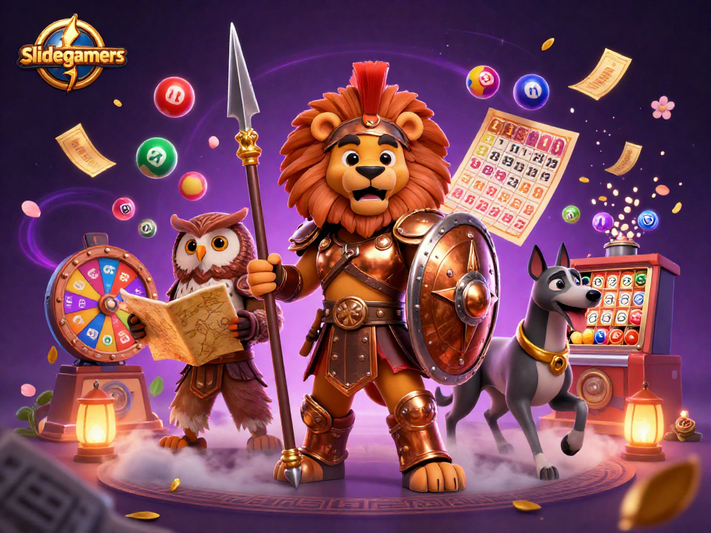 Experience excitement with slidegamers as a Spartan lion leads the gambling adventure.