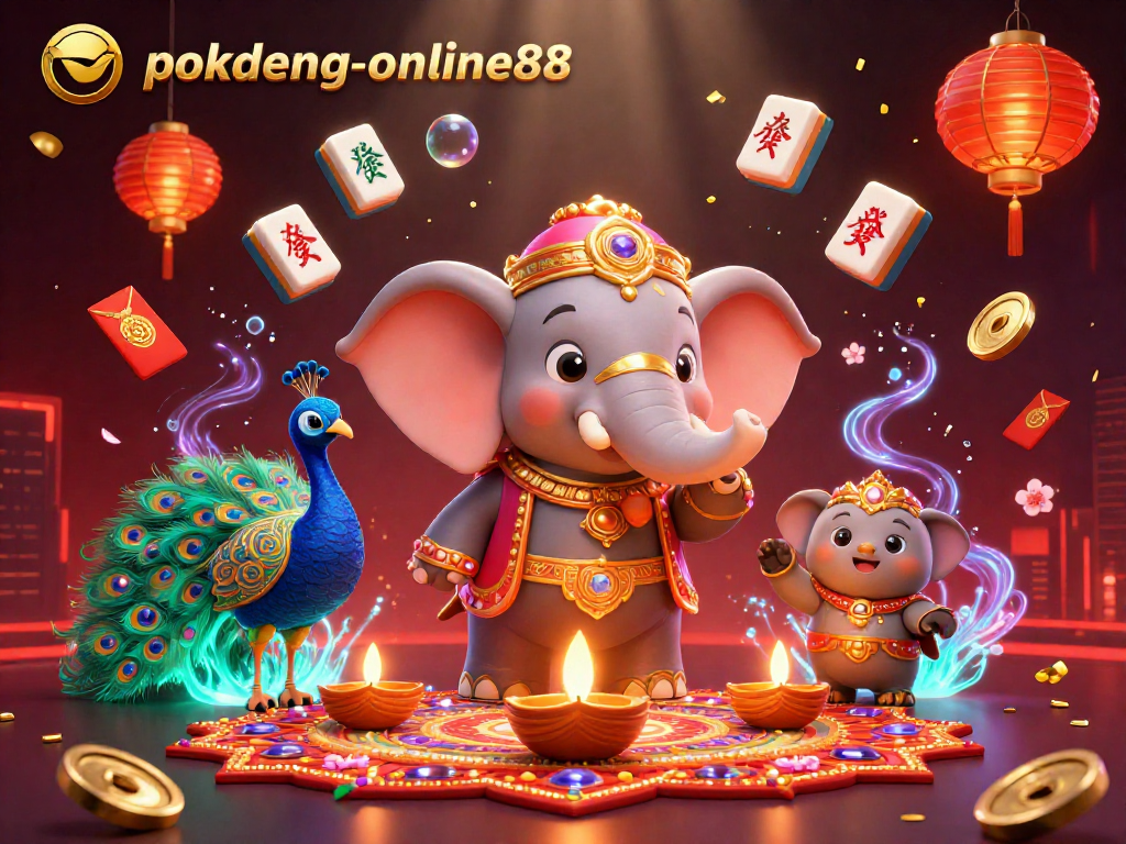 Experience thrilling gameplay with pokdeng-online88 in an enchanting 3D casino scene.