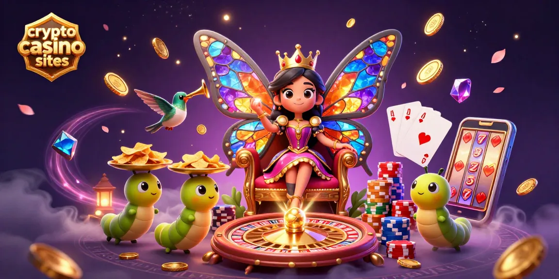 Explora los sitios de casino en cripto con una reina mariposa en un mundo lleno de riquezas.