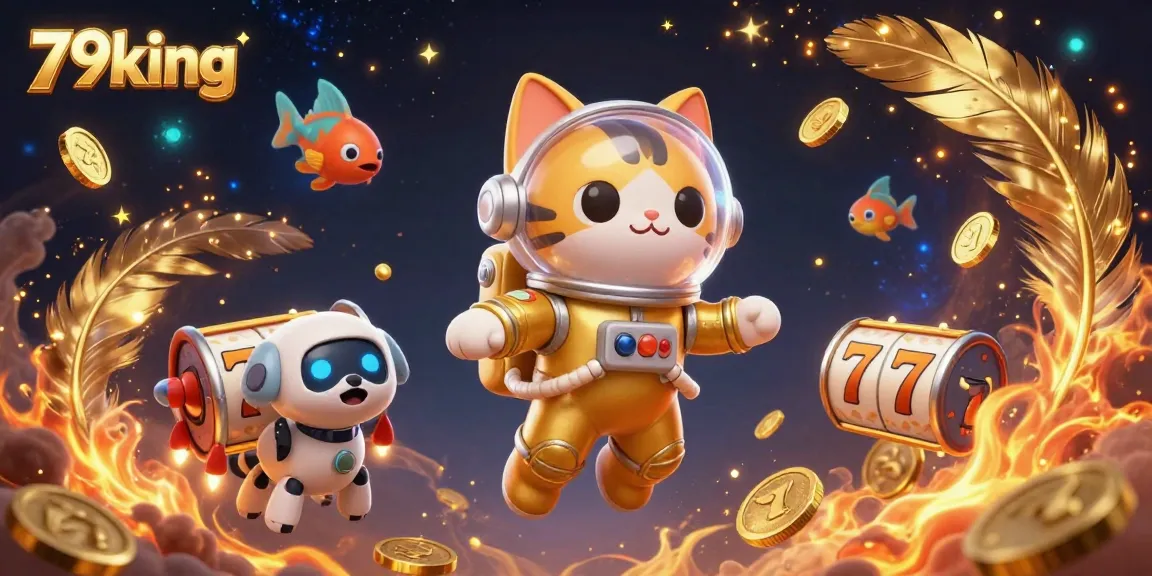 Experience the excitement of 79king with 3D cartoon space characters, thrilling slot elements, and vibrant casino theme.