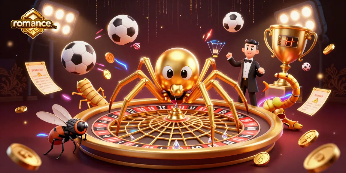 Spin to win with romance-search: A vibrant scene of gambling excitement featuring dynamic sports elements and casino details.