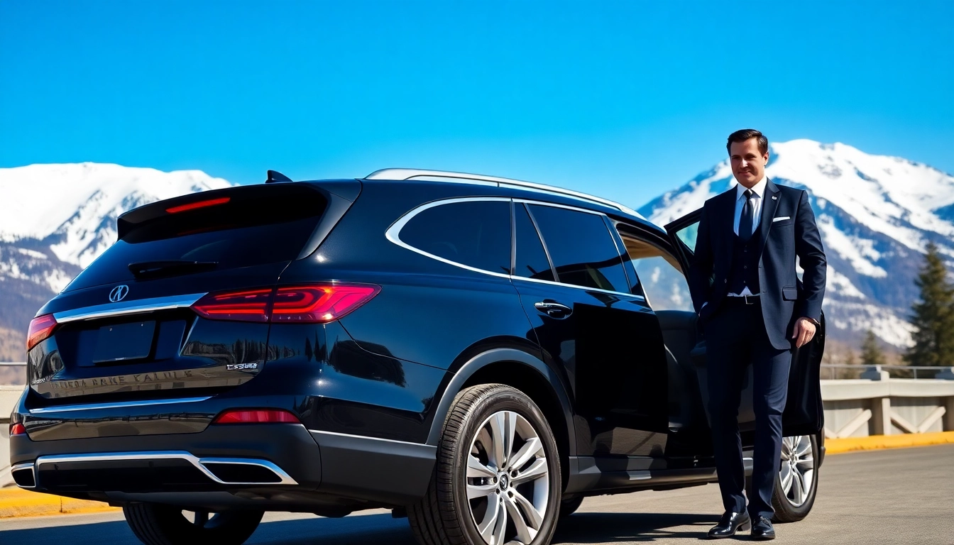 Experience the luxury of a vancouver to whistler car service with a stylish SUV surrounded by stunning mountains.