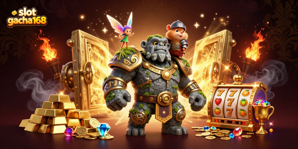 Spinning the reels with slot gacha168, where ancient guardians, magic, and gemstones collide.