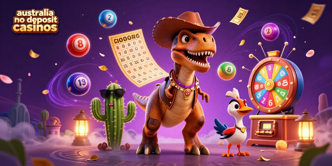 Experience thrilling action at australia no deposit casinos with a cartoon T-Rex and friends.
