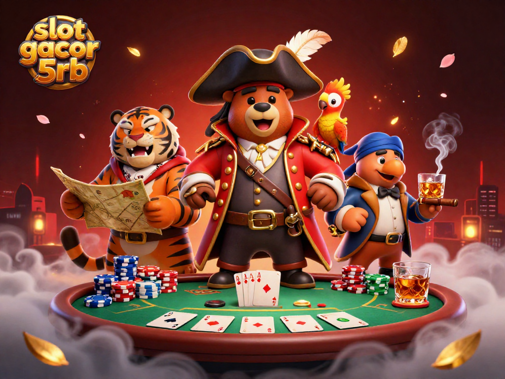 Experience the excitement of slot gacor 5rb with our vibrant casino illustration featuring dynamic characters.
